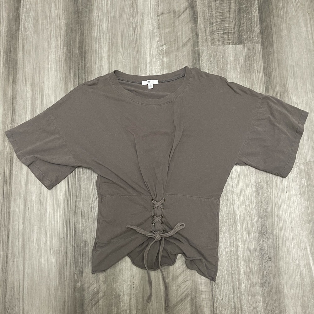 Dark grey tie up t-shirt